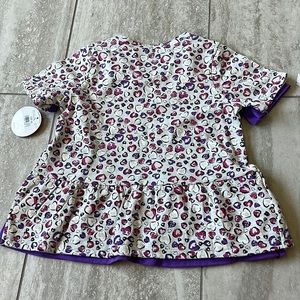 Ponytails—size 6x-(purple &gray-)heart all over-round neck short sleeves-juniors